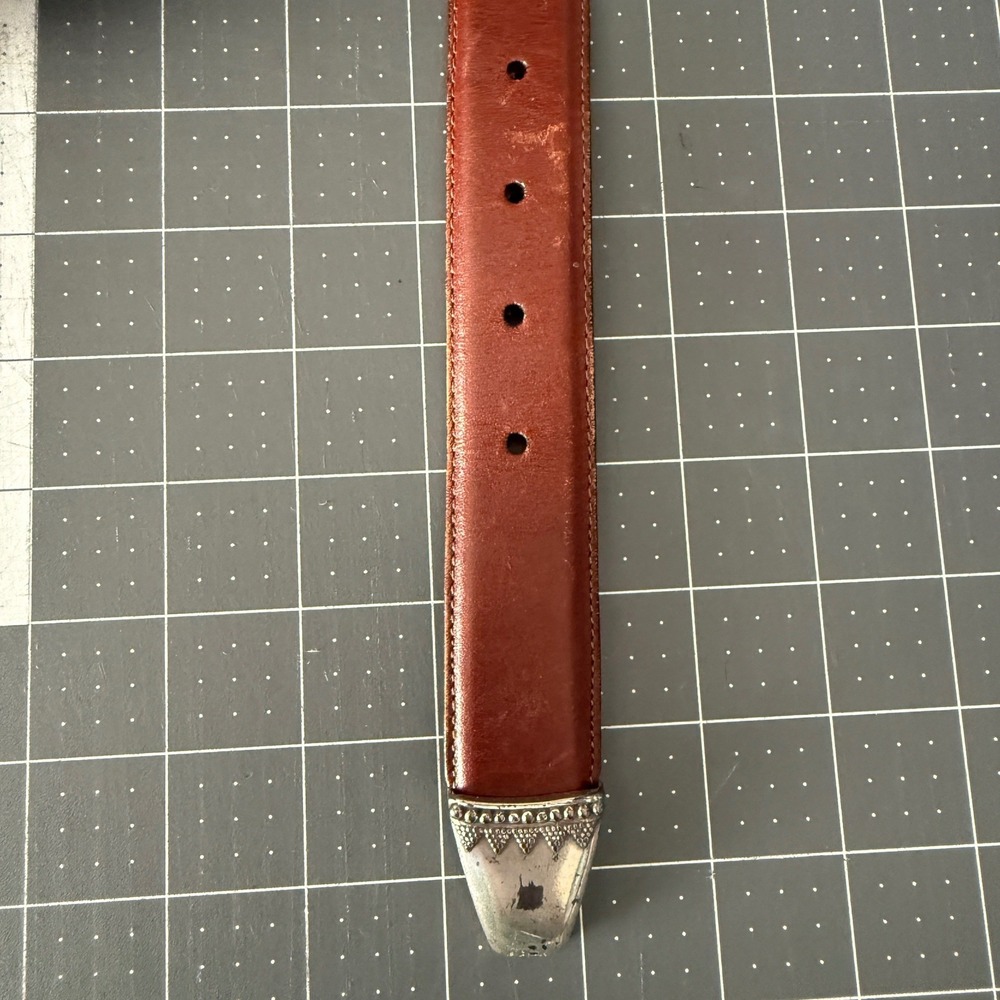 Vintage 1994 Brighton Western Country Brown Leather Silver Buckle Size M - Picture 4 of 8